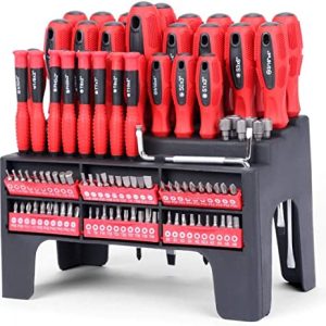 100-Piece Magnetic Screwdriver and Bits Set with Organizer Racking, Magnetic Tips- Precision Kit Including Screwdrivers, Bits, Power Nut Drivers…