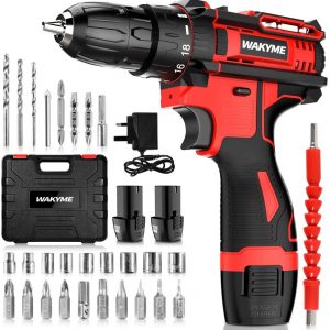 Cordless Drill Driver, WAKYME 12.6V Power Drill 30Nm, 8+3 Clutch, 3/8″ Keyless Chuck, Variable Speed & Built-in LED Electric Screw Driver with 2…