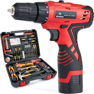 Dedeo Cordless Hammer Drill Tool Kit, 60Pcs Household Power Tools Drill Set with 16.8V Lithium Driver Claw Hammer Wrenches Pliers DIY Accessories…