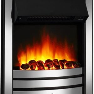 Endeavour Roxby Electric Fires Inset Electric Fire, Chrome Trim & Fret, 220/240Vac 1&2kW, 7 Day Programmable Remote Control.