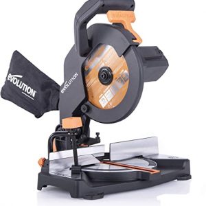 Evolution Power Tools R210CMS Compound Mitre Saw With Multi-Material Cutting, 45° Bevel, 45° Mitre, 1200W, (230 V)