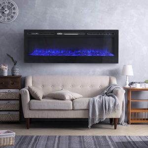 FIDOOVIVIA Electric Fireplace Wall/Insert Mounted Fire Suite Heater with Log/Crystal Effect & 12 Flame Colour Effect for Living Room Bedroom…