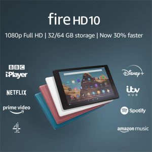 Fire HD 10 Tablet | 10.1″ 1080p Full HD display, 32 GB, White – with Ads (Previous Generation – 9th)