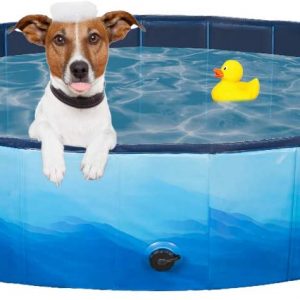 Foldable Pet Dog Paddling Pool Puppy Swimming Shower Bathing Bathtub Garden Patio Bathroom Ideal for Pets Children Kid (Large（160*30cm）)
