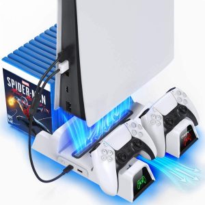 OIVO PS5 Stand with Cooling Fan and Dual Controller Charging Station for Playstation 5 PS5 Console, Upgraded PS5 Cooling Fan with Charging Dock…