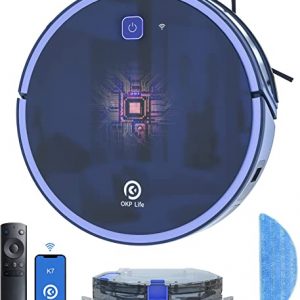 OKP Robot Vacuum Cleaner – 2000PA Automatic Charged Smart WiFi Voice Control with Alex Google Assistant, 360° Sensor Avoid Collision with Strong…