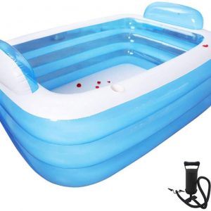 XUDREZ Paddling Pools for Kids Large,Family Inflatable Jumbo Large Rectangular Family Outdoor Garden Paddling Swimming Pool (5ft,150x105x55cm)