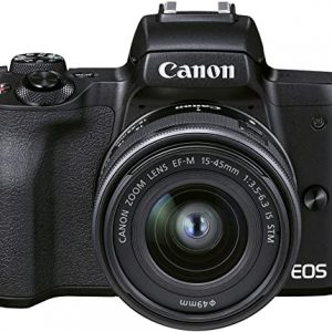 Canon EOS M50 Mark II + EF-M 15-45 mm f/3.5-6.3 IS STM (Black) – Mirrorless camera built for content creators and streamers (4K, Vari-Angle screen,…