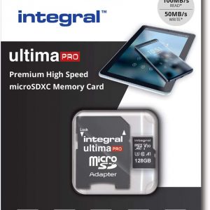 Integral 128GB Micro SD Card 4K Video Premium High Speed Memory Card SDXC Up to 100MB s Read Speed and 50MB s Write speed V30 C10 U3 UHS-I A1