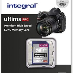 Integral 128GB SD Card 4K Ultra-HD Video Premium High Speed Memory Card SDXC Up to 100MB/s SDXC V30 UHS-I U3 Class 10 SD Memory Card