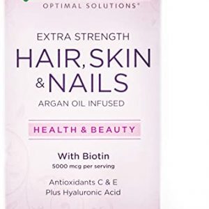 Nature’s Bounty Optimal Solutions Hair Skin & Nails Extra Strength, 150 Softgels, Multivitamin Supplement, with Antioxidants C & E