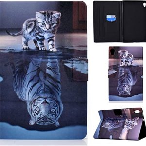 ONETHEFUL Flip Book Cover for Lenovo Tab M10 HD (2nd Gen)10.1″ 2020 TB-X306X TB-X306F Case PU Leather Stand Protective Tablet Covers – cat and tiger