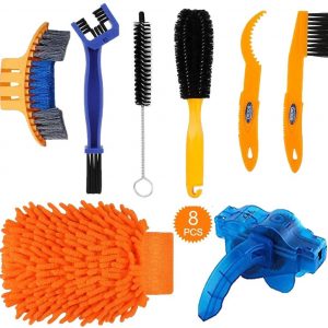 Weilisi 8 Pcs Bike Cleaning Tools Set,Full Bike Chain Cleaner Bicycle Cleaning Kit,Bike Motorbike Cleaning Kits Tools for Cleaning Bike…