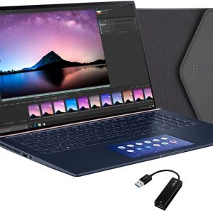 ASUS ZenBook 15. 5.65 Inch interactive touchscreen trackpad. App switcher on-screen pad. 15.6 Inch wide-view Ultra HD 4K. i7 processor