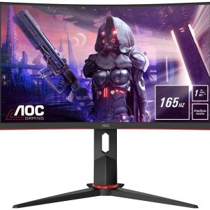AOC Gaming C24G2U – 24 Inch FHD Curved Monitor, 165Hz, 1 ms, VA, AMD FreeSync, Height Adjust, Speakers, USB Hub (1920×1080@ 165Hz, 250 cd/m²,…