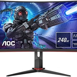 AOC Gaming C32G2ZE Curved Monitor. The AMD FreeSync Premium Technology ensures that the GPU’s and monitor’s refresh rates are synchronized