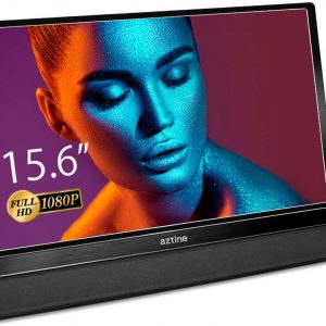 Aztine 15.6″ Portable Monitor 1920×1080 Full HD IPS Screen Display with HDMI & Type-C for Laptop, PC, Mac, Xbox, PS3/4, Android Phone (Black)
