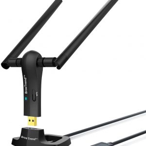 BrosTrend 1200Mbps Long Range USB WiFi Dongle Adapter; Dual Band Wireless 5GHz/867Mbps + 2.4G/300Mbps; 2 X 5dBi WiFi Antennas; USB 3.0; Network…
