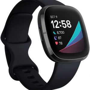 Fitbit Sense UK Advanced. Battery life of 6+ days. Comp iOS 12.2+ & Android 7.0+, skin temperature sensor, detects electrodermal,comp ECG app
