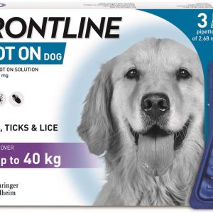 FRONTLINE Spot On Flea & Tick Treatment for Large Dogs (20-40 kg) – 3 Pipettes