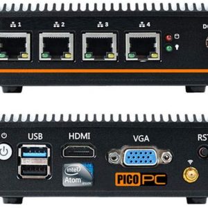 PICOPC Intel AES-NI Atom® E3845 4 LAN HD Fanless Firewall Appliance Router (WiFi, 8GB RAM, 60GB mSATA SSD) support OS like Sophos, Untangle,…
