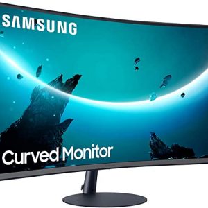 Samsung T55 Curved Monitor, 24 Inch, 1000R, 75hz, 4ms, 1080p, Dark Blue Grey