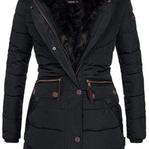 Spindle Women’s Designer Warm Winter Parka Quilted Hooded Long Coat Jacket- Fleece Lined Body Zip Pockets