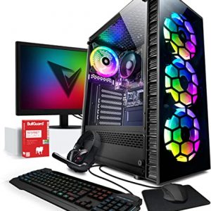 Vibox I-8 Gaming PC – Monitor Bundle – Quad Core Ryzen Processor – Radeon Vega 8 Graphics – 16GB RAM – 240GB SSD – 1TB Hard Drive – Windows 10 – WiFi