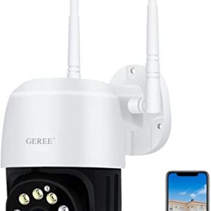 CCTV Camera with Color Night Vision, GEREE 1080P PTZ Security Camera Outdoor Wifi IP Camera Home Security with 355°Pan 110°Tilt…