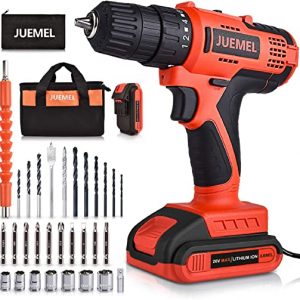 Cordless Drill with 2 Batteries, JUEMEL 20V Power Drill, Electric Screwdriver Drill Set (2 Battery 1500mAh / Charger / 18+1 Clutch / 2 Variable…