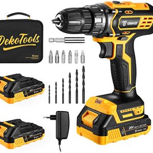 DEKOPRO 20V Cordless Drill with 2 Batteries, Electric Screwdriver Drill Set (2 Battery 1500mAh / Charger / 18+1 Clutch / 2 Variable Speed / 3/8inch…