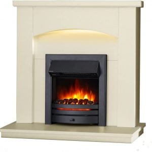 Endeavour Fires Cayton Electric Fireplace Suite Contemporary designed off white electric fireplace suite with life-like flame effect
