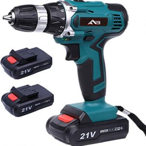 Flybiz 21V 1650 /min Professional Industrial Chargable Cordless Drill Driver with 2pcs 1500mAh Li-ion Battery, 1 Hr Fast Charger, 2 Speed Compact…