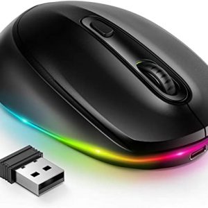 LED Wireless Mouse for Laptop,seenda Rechargeable Computer USB Cordless Mice for PC Gaming, Small Silent Noiseless Mouse with Backlit Lights & Mini…