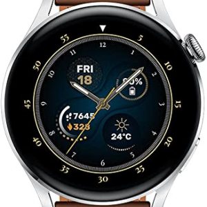 HUAWEI WATCH 3 | Connected GPS Smartwatch with Sp02 and All-Day Health Monitoring | 14 Days Battery Life – Brown Leather Strap