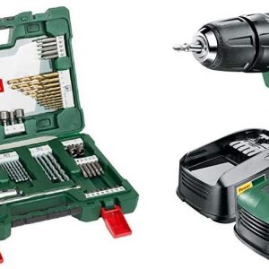 Bosch PSB 1800 LI-2 Cordless Combi Drill with Two 18 V Lithium-Ion Batteries and 91 Piece sccessory Set