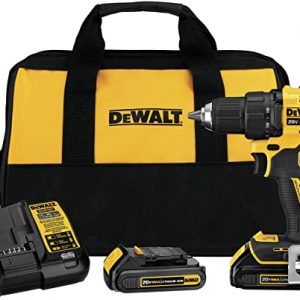 DEWALT DCD708C2 Atomic 20V Max Lithium-Ion Brushless Cordless Compact 1/2 In. Drill Driver Kit