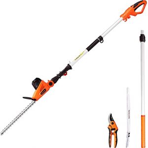 GARCARE Corded Pole Hedge Trimmer – Electric Telescopic Hedge Trimmers Long Reach 2.8m, Branch Hedge Cutter Bush Trimmer (450mm Laser Cut Blade,…