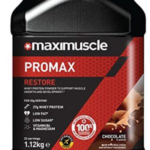 Maximuscle Promax Powder | Restore Whey Concentrate Protein Powder for Muscle Growth and Development | Chocolate, 1.12kg – 32 Servings