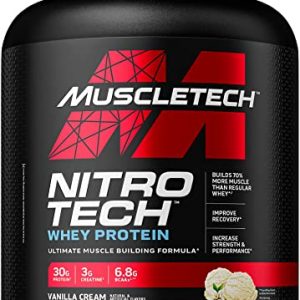 Muscletech Protein Powders NitroTech Whey Protein Powder + Creatine Monohydrate Whey Isolate + Peptides Protein Shakes for Men Women 6.8g of BCAA,…