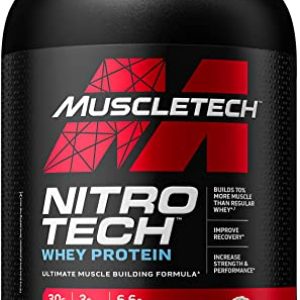 Protein Powders, MuscleTech Nitro-Tech Whey Protein Powder + Creatine Monohydrate, Whey Isolate + Peptides, Protein Shakes for Men & Women, 6.8g of…