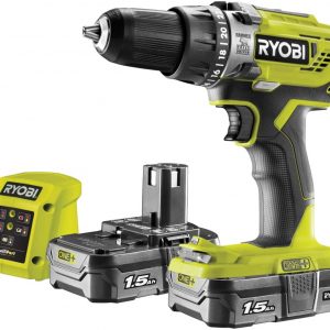 Ryobi R18PD3-215GZ 18 V ONE+ Cordless Combi Drill Starter Kit (2 x 1.5 Ah)