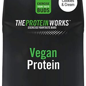 Vegan Protein Powder | 100% Plant-Based & Natural | Gluten-Free | Zero Cruelty | Low Fat Shake | THE PROTEIN WORKS | Cookies ‘n’ Cream | 1 Kg