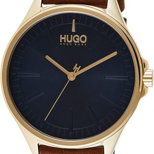 HUGO Men’s Analogue Quartz Watch with Leather Strap 1530134