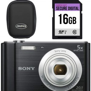 Sony DSC-W800 Digital Compact Camera Bundle (20.1 MP, 5x Zoom, 2.7 LCD, 720p HD, 23 mm Sony G Lens) – Black