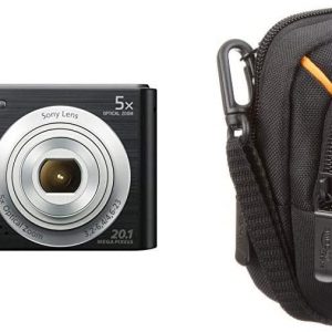 Sony DSCW800B.CEH Digital Compact Camera (20.1 MP, 5x Zoom, 2.7 LCD, 720p HD, 23 mm Sony G Lens) – Black & Amazon Basics Case for Point-and-Shoot…