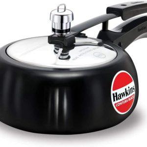 Hawkins Contura Black 2 Litre Pressure Cooker, Hard Anodised Cooker, Handi Cooker, Small Cooker, Black (CB20)