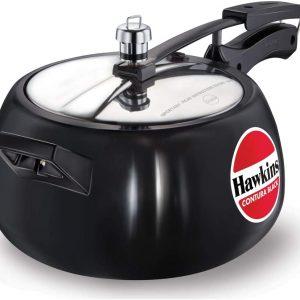 Hawkins Contura Black 5 Litre Pressure Cooker, Hard Anodised Cooker, Handi Cooker, Black (CB50)