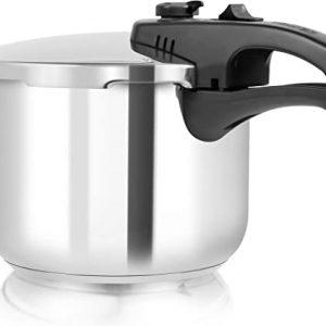 Tower T80244 Pressure Cooker with Steamer Basket, Stainless Steel, 6 Litre , Silver