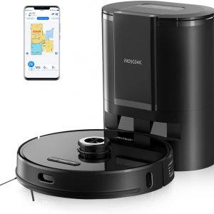 Proscenic M8 PRO Vacuum & Mop App shows mopping & vacuuming routes, No-Go and No-Mop zones. App lets you control suction, water flow, and room schedules.